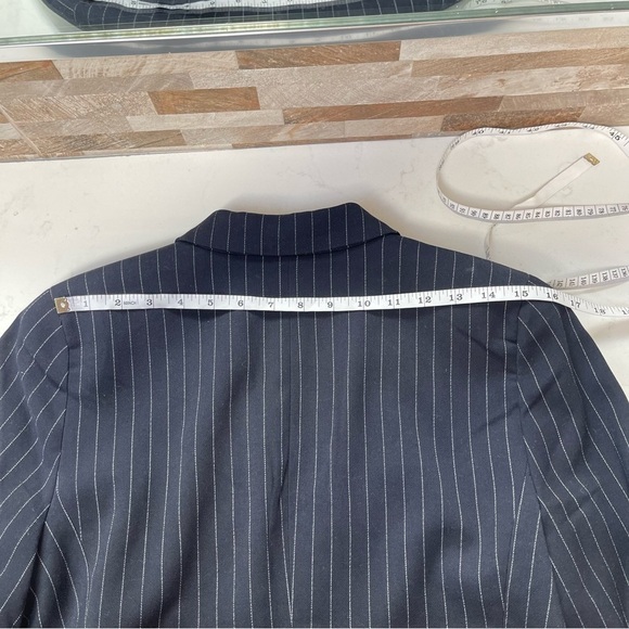 Ann Taylor Pinstripe Pantsuit Blazer Size 8 Petite 10 NWT - Picture 9 of 15